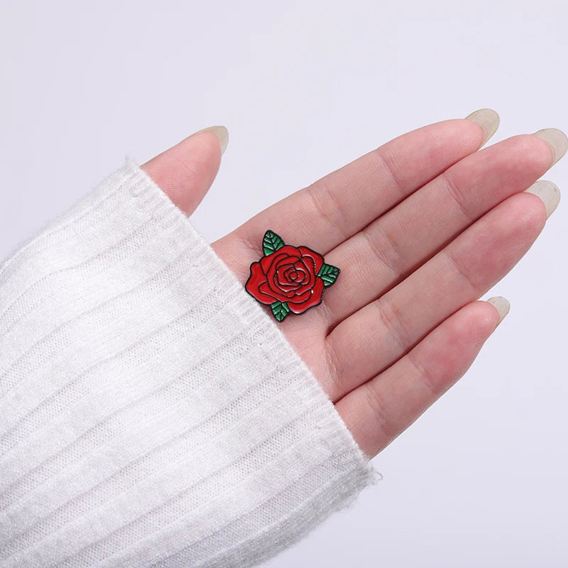 Red Flowers Brooches Lapel Badges