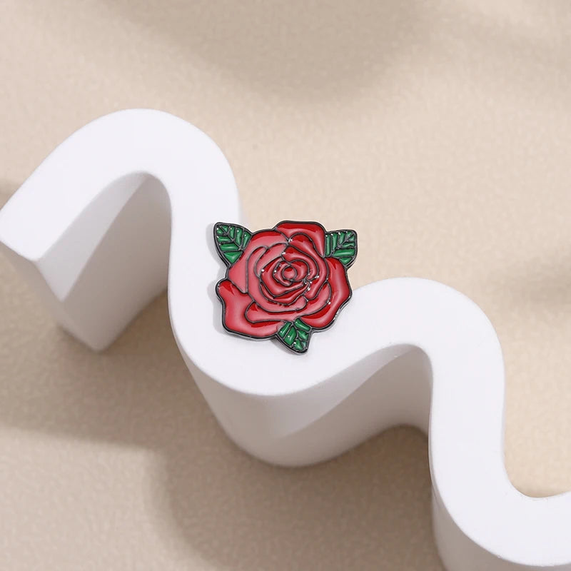 Red Flowers Brooches Lapel Badges